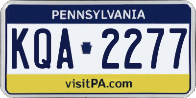 PA license plate KQA2277