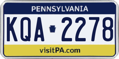 PA license plate KQA2278