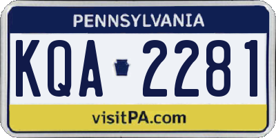 PA license plate KQA2281