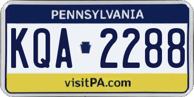 PA license plate KQA2288