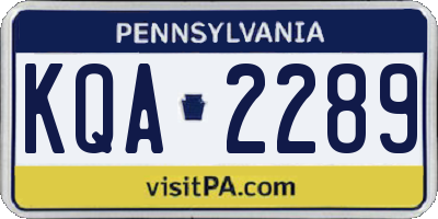 PA license plate KQA2289
