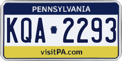 PA license plate KQA2293
