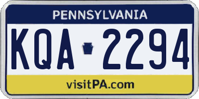 PA license plate KQA2294