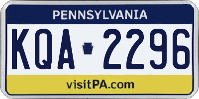 PA license plate KQA2296