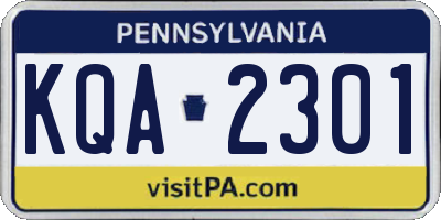 PA license plate KQA2301