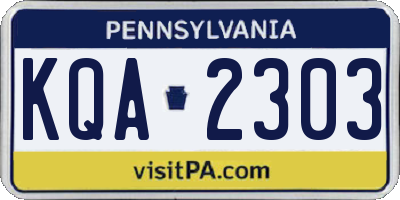 PA license plate KQA2303