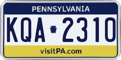 PA license plate KQA2310