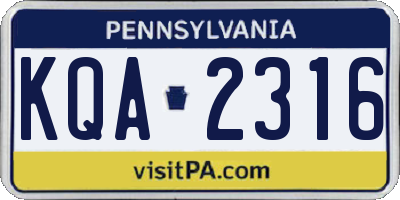 PA license plate KQA2316