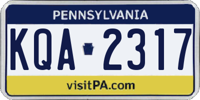 PA license plate KQA2317