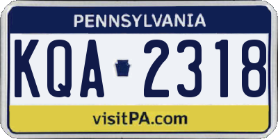PA license plate KQA2318