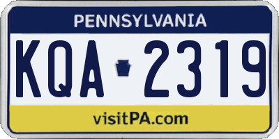 PA license plate KQA2319