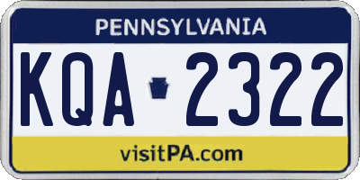 PA license plate KQA2322
