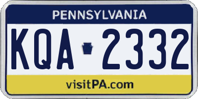 PA license plate KQA2332