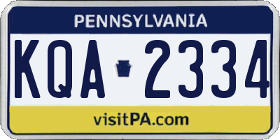 PA license plate KQA2334