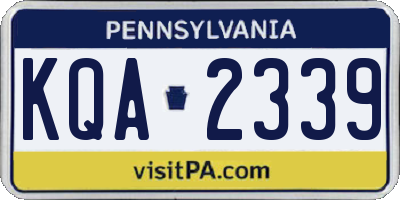 PA license plate KQA2339
