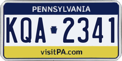 PA license plate KQA2341