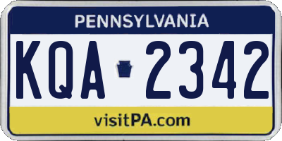 PA license plate KQA2342