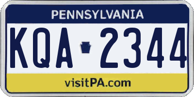 PA license plate KQA2344