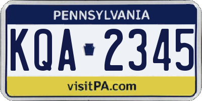 PA license plate KQA2345