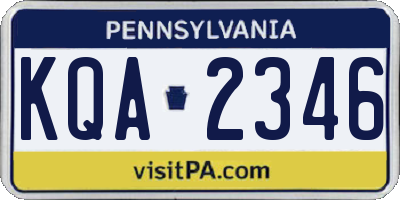 PA license plate KQA2346