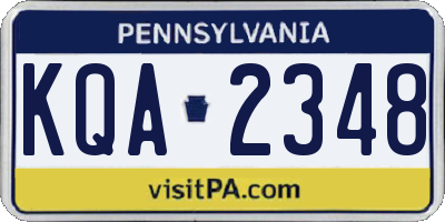 PA license plate KQA2348