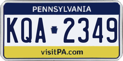 PA license plate KQA2349