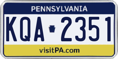 PA license plate KQA2351