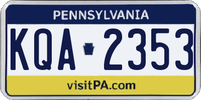 PA license plate KQA2353