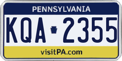 PA license plate KQA2355