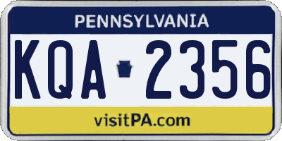 PA license plate KQA2356