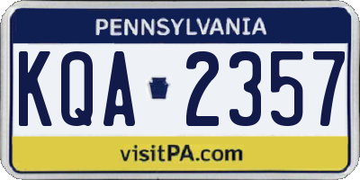 PA license plate KQA2357