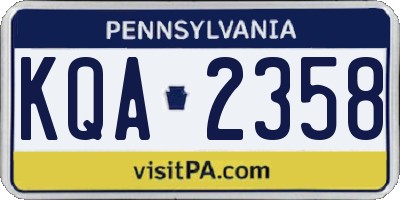 PA license plate KQA2358
