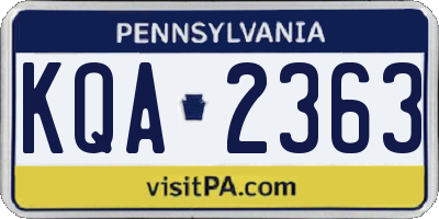 PA license plate KQA2363
