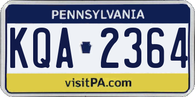 PA license plate KQA2364