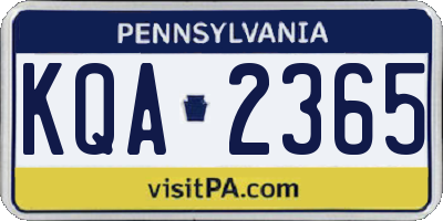 PA license plate KQA2365