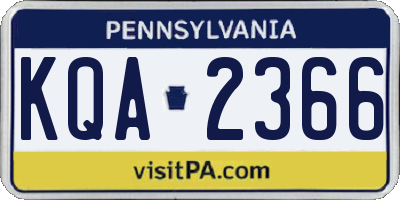 PA license plate KQA2366