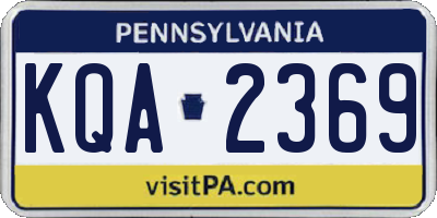 PA license plate KQA2369