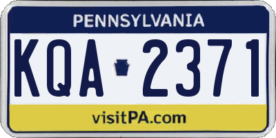 PA license plate KQA2371
