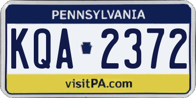 PA license plate KQA2372