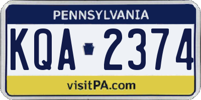 PA license plate KQA2374