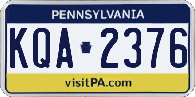 PA license plate KQA2376