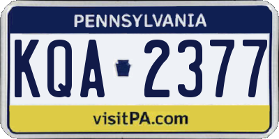 PA license plate KQA2377