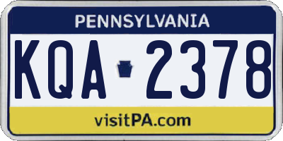PA license plate KQA2378