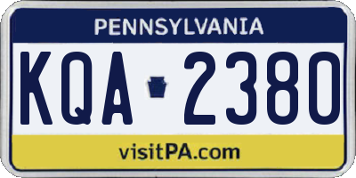 PA license plate KQA2380