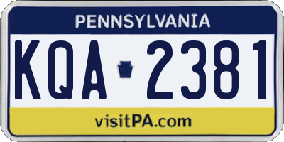 PA license plate KQA2381