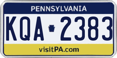 PA license plate KQA2383