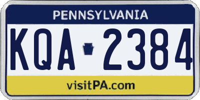 PA license plate KQA2384