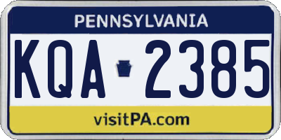PA license plate KQA2385