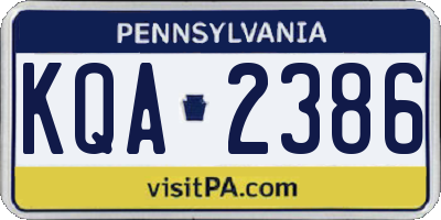 PA license plate KQA2386