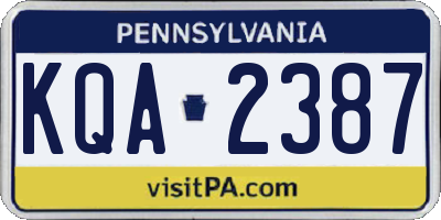 PA license plate KQA2387